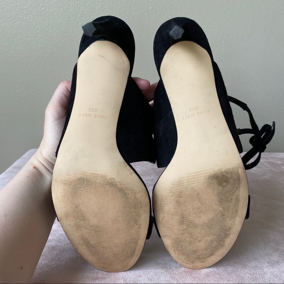 Nine West Ronnie Suede Tie Dress Heels Sandals 8.5 - Picture 5 of 8